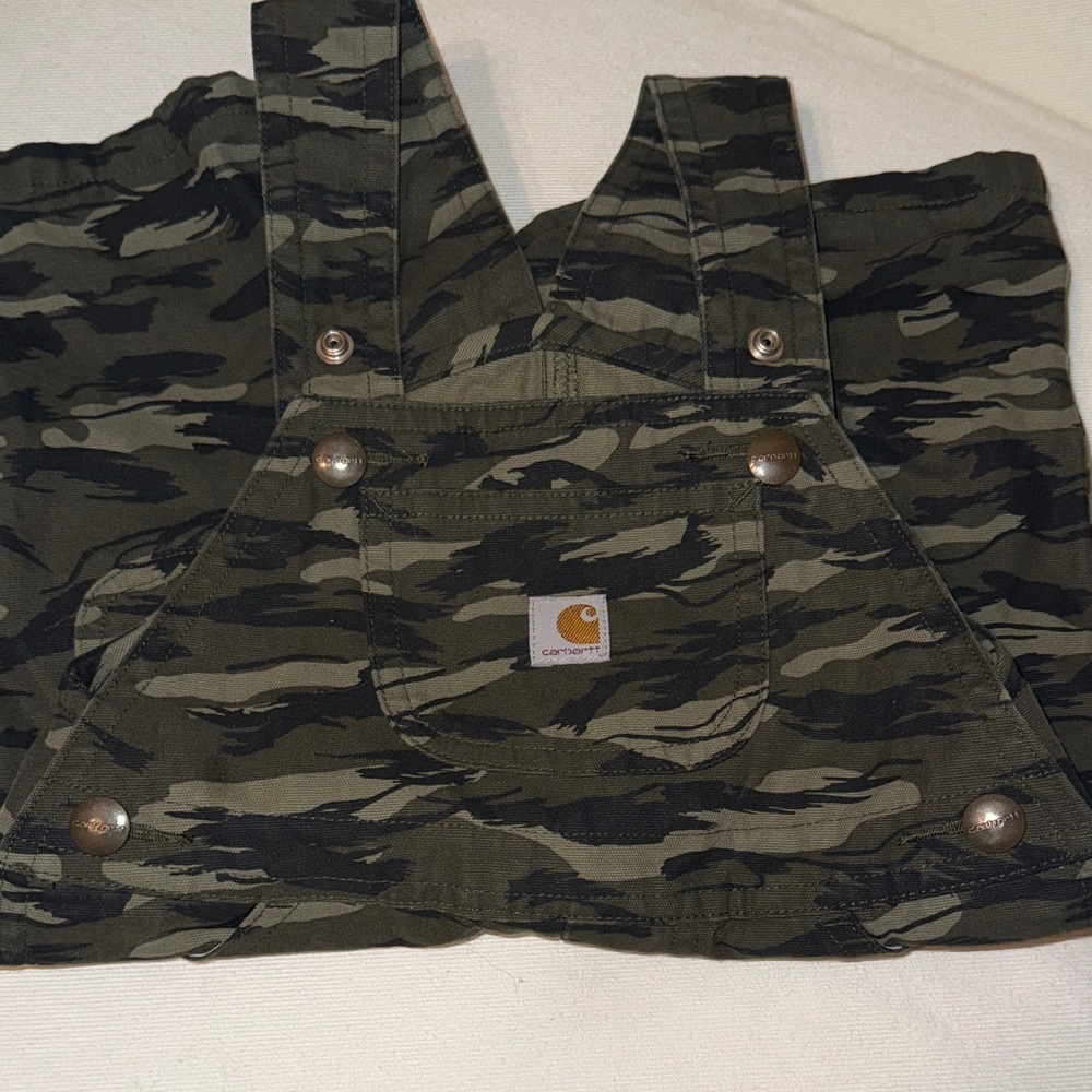 Toddler Boys Carhartt Green Camouflage Bib Overalls
